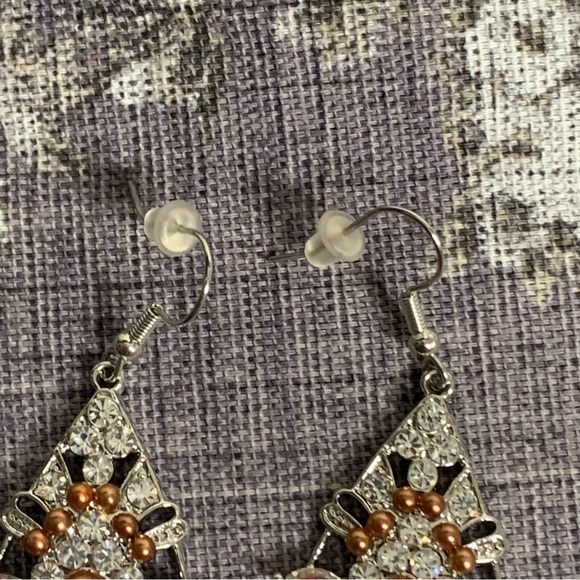 Costume Jewelry Pearl and Crystal Drop Boho Dress Earrings - Picture 8 of 11